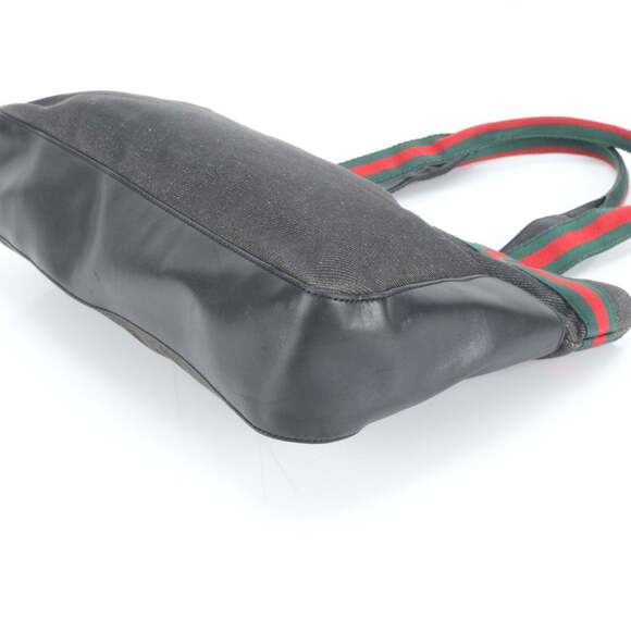 Gucci Sherry Line 73988 Leather Canvas Tote Bag Shoulder Black Women's - Picture 5 of 9